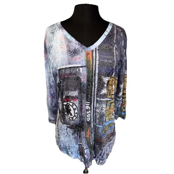 Shana Crushed Right To Education Tunic Women's Size M Purple Travel Art To Wear - Picture 1 of 13